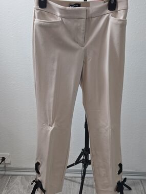 Express Cream Ankle Pants with Bow Detail